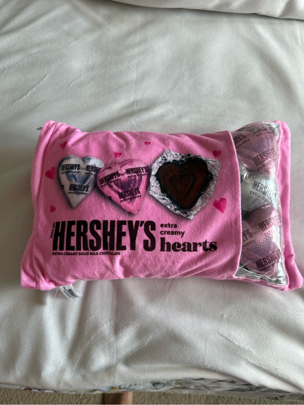 Hershey's Pink Hearts Decorative Accent Pillow- Like New